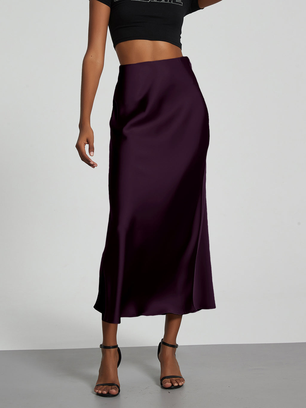 In-Stock Cross-Border Women's Clothing Wholesale European and American Style Elegant Satin Midi Skirt Slimming and Flowy