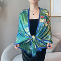 Van Gogh Monet oil painting double-sided double-layer silk scarf women's long 180x70 new silk satin popular fashion scarf shawl New