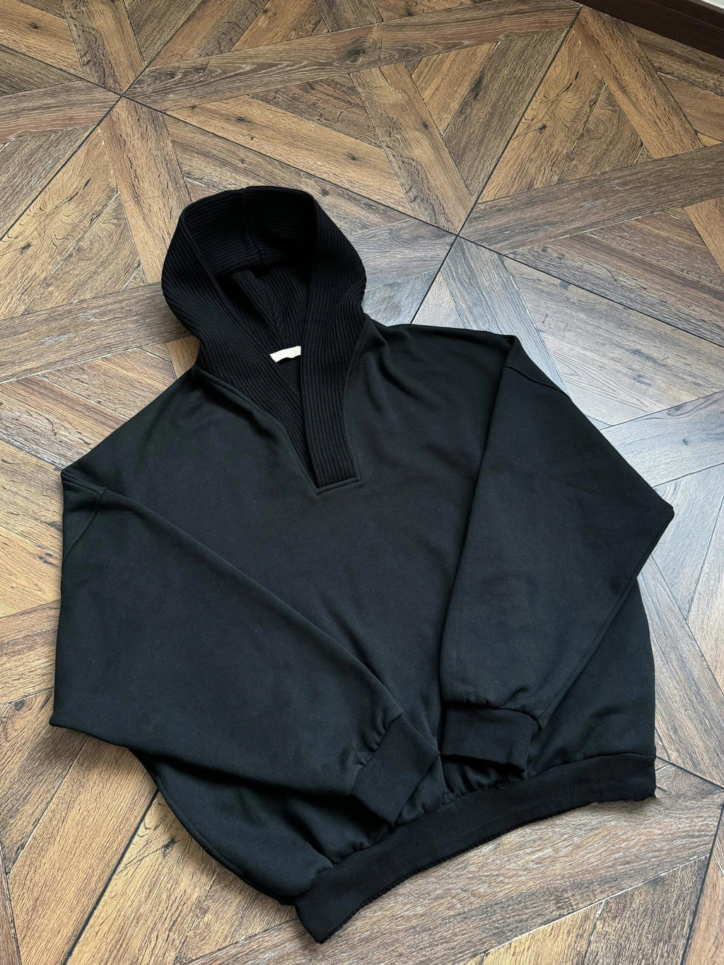 cleanfit Grey Sweatshirt Men's Hooded Autumn and Winter Wool Stitching Design Niche Loose Casual Jacket