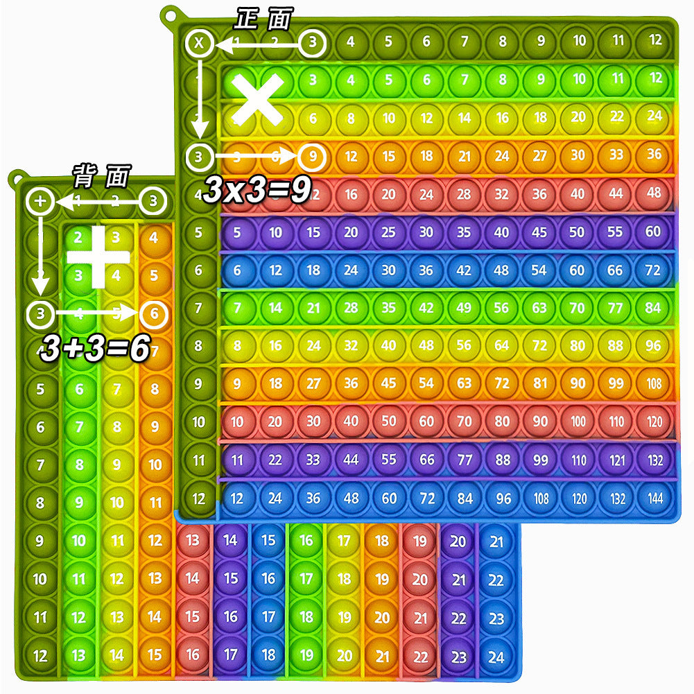 12X12 European and American Multiplication Table Math Practice Board Silicone Educational Science Learning Aid Toy Fun