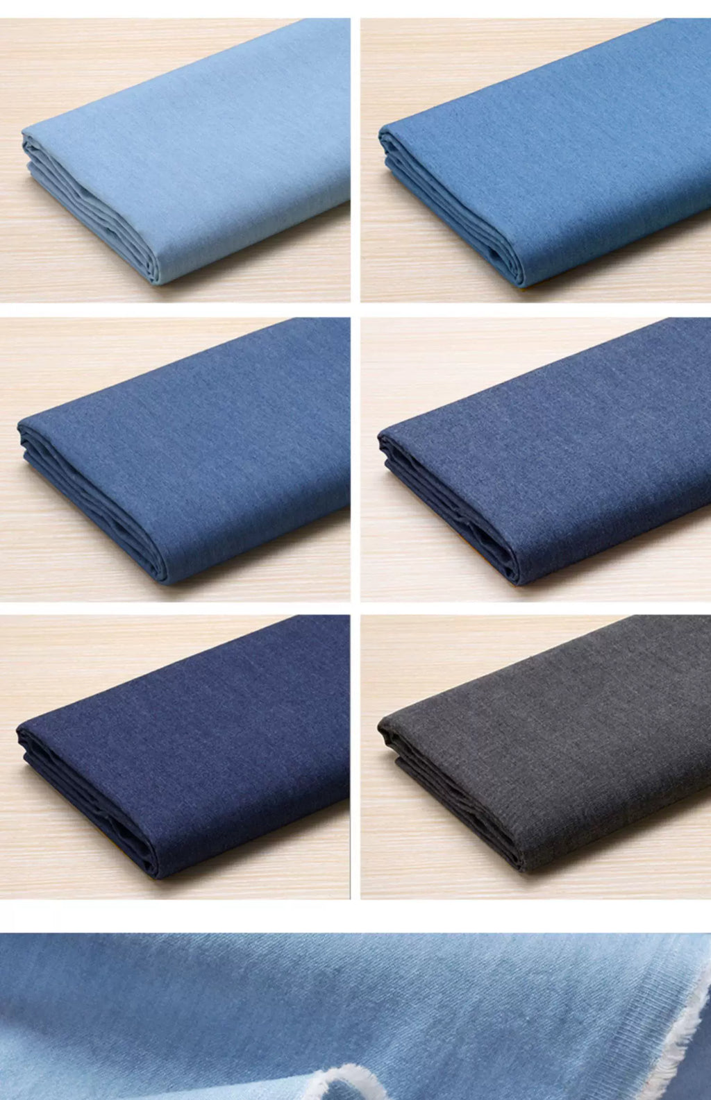 Washed Denim Jeans Fabric Cotton By The Meter for Needlework Dress Skirt Shirt Jacket Pants Diy Sewing Wearable Soft Cloth Blue