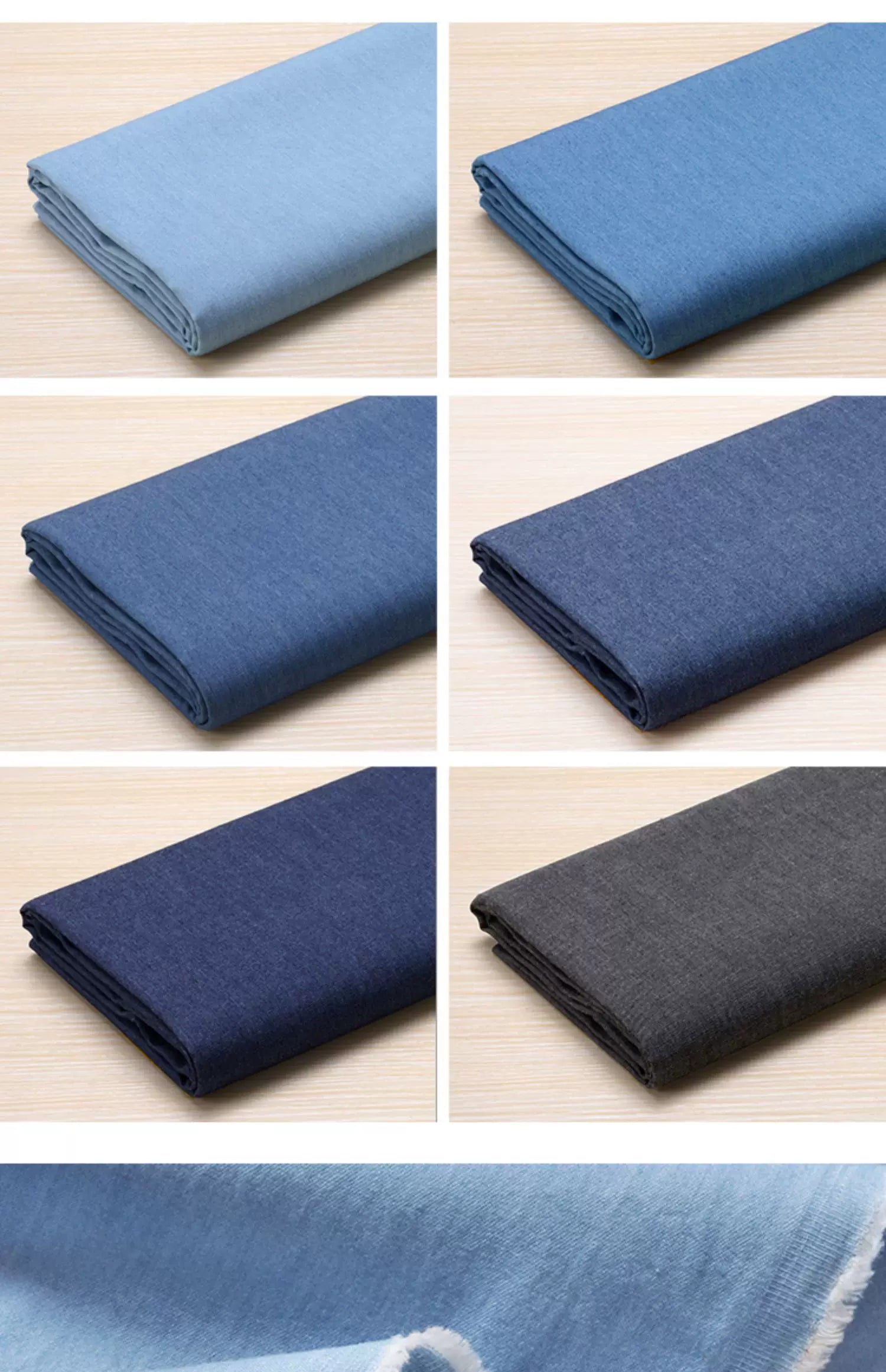 Washed Denim Jeans Fabric Cotton By The Meter for Needlework Dress Skirt Shirt Jacket Pants Diy Sewing Wearable Soft Cloth Blue