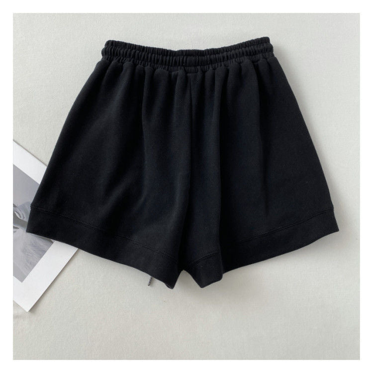 Women's Korean version of loose wide-leg drawstring A-line pants with a slim waist slim fit casual home versatile sports shorts