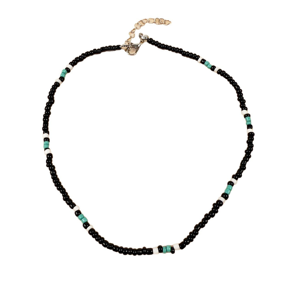 European and American Cross-Border Jewelry Personalized Mixed Colorful Rice Bead Clavicle Necklace for Women Bohemian Beach Rest Clavicle Chain