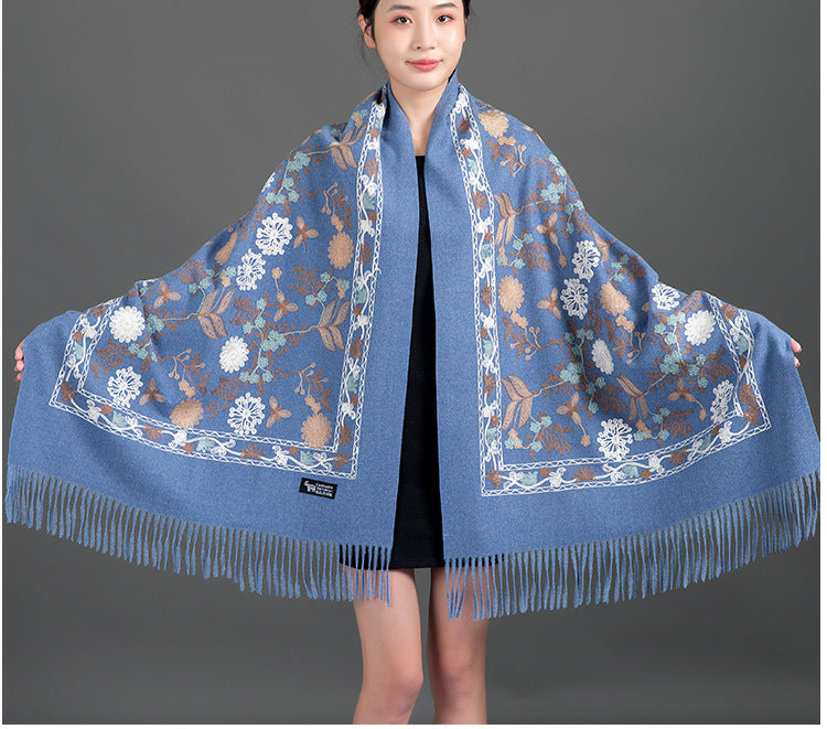 India Nepal ethnic style red women autumn and winter fashion mother long shawl embroidered warm shawl outside