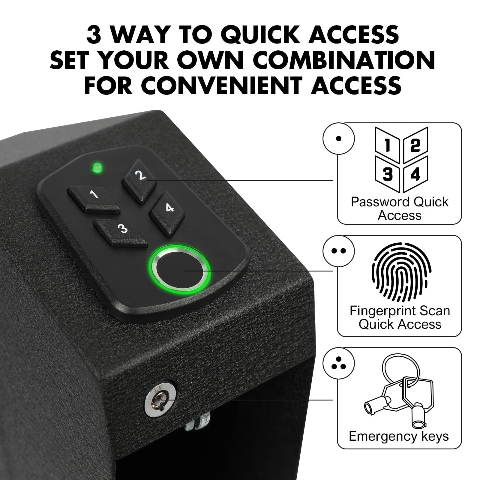 OS519FC 2-in-1 fingerprint password pistol safe European and American wall mounted pistol Box