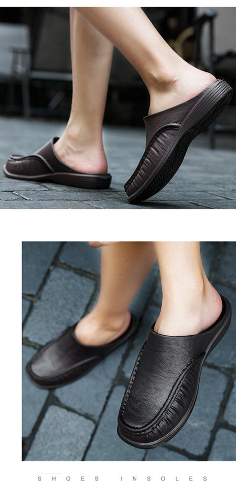 Cross-Border New Large Size Sandals for Summer Indoor and Outdoor Wear Home Men's Fashion Soft-Soled Half-Slippers Factory Direct Sales