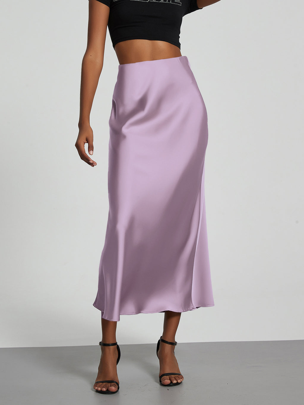 In-Stock Cross-Border Women's Clothing Wholesale European and American Style Elegant Satin Midi Skirt Slimming and Flowy