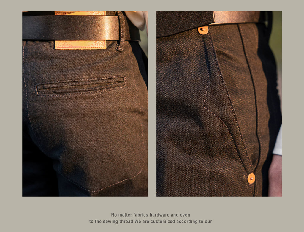 DN-0002 Vintage 14 Oz Indigo Selvage Stylish Trousers Mens Casual Chino Raw Denim Jean Pants Size 28-42