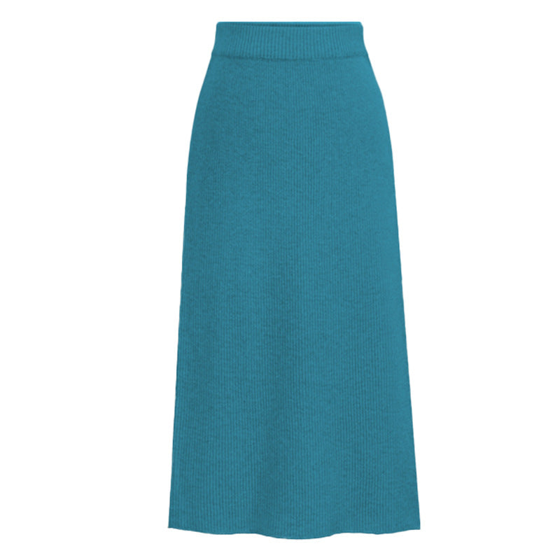 Skirt women's slimming mid-length plus size woolen skirt split hip skirt one-step skirt high waist long skirt 75cm