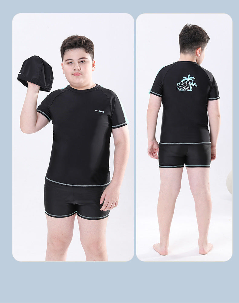 Cross-border Swimwear Children's Swimwear Foreign Trade Big Boys Split Swimwear Plus Fat Loose Quick-drying Fat Children