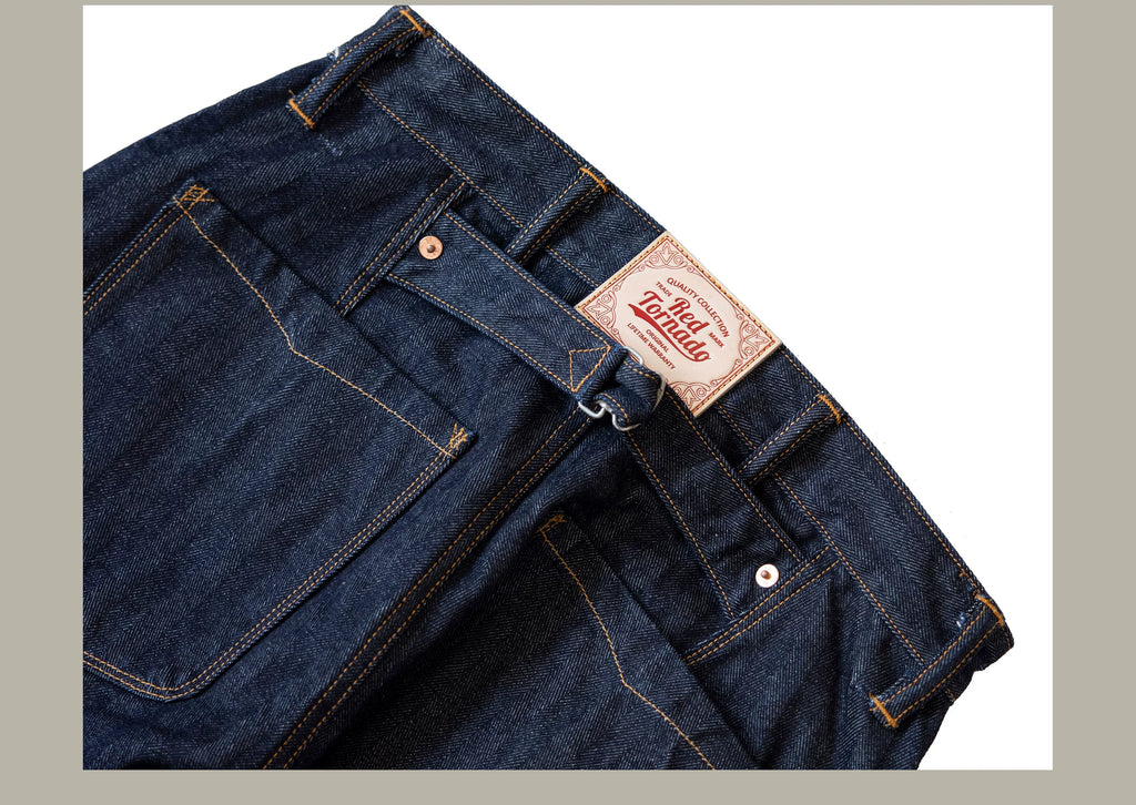 507-0001 Red Tornado  Vintage 15 Oz Indigo Selvage Stylish Trousers Mens Casual Raw Denim Jean Pants
