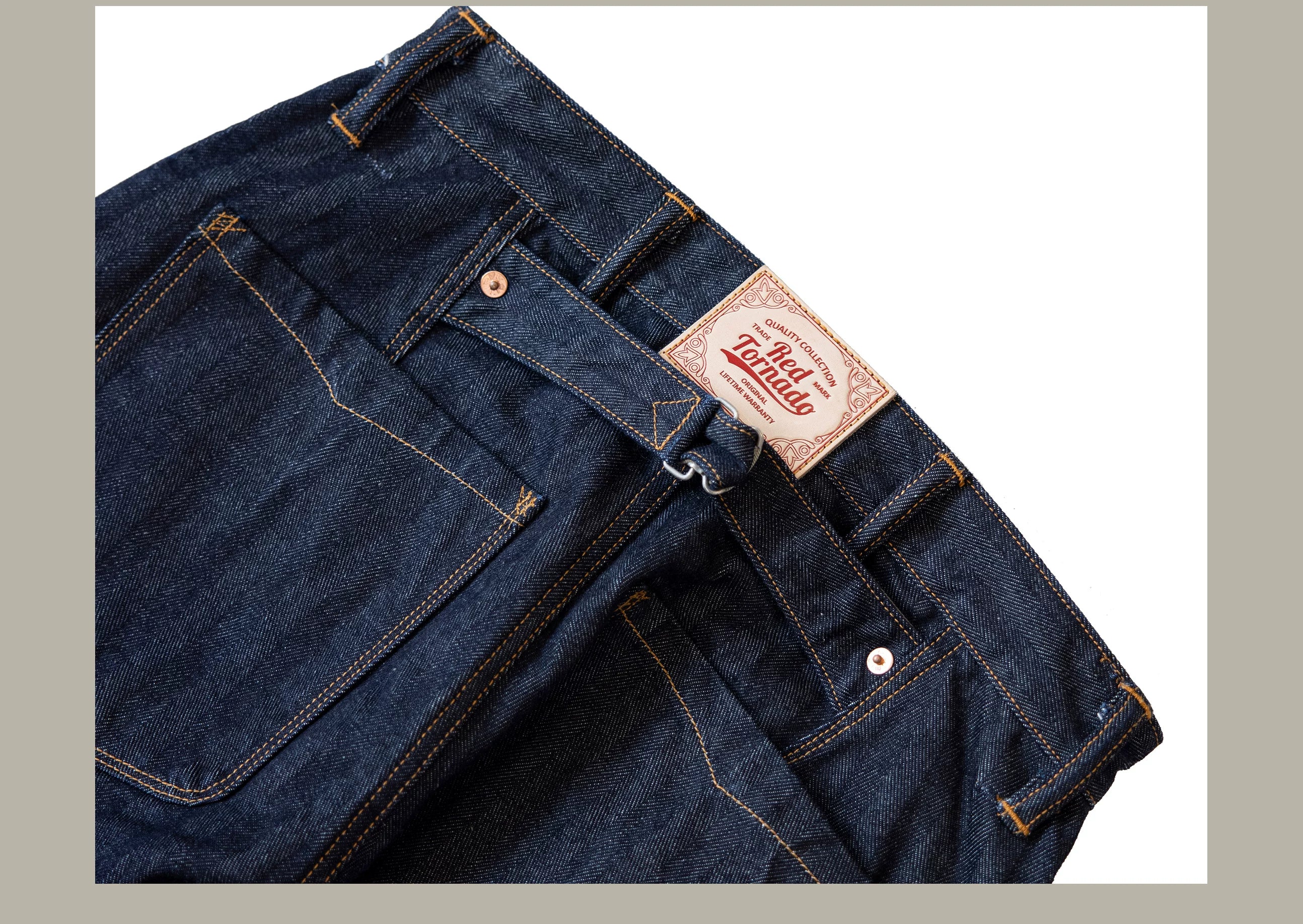 507-0001 Red Tornado  Vintage 15 Oz Indigo Selvage Stylish Trousers Mens Casual Raw Denim Jean Pants