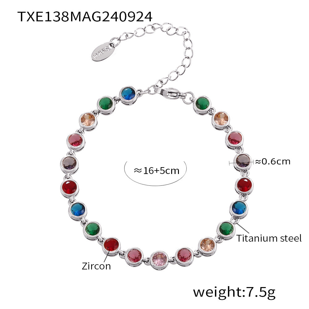 INS Internet Celebrity Bohemian Zircon Bracelet Simple Advanced Dopamine Necklace Advanced Temperament Jewelry suit