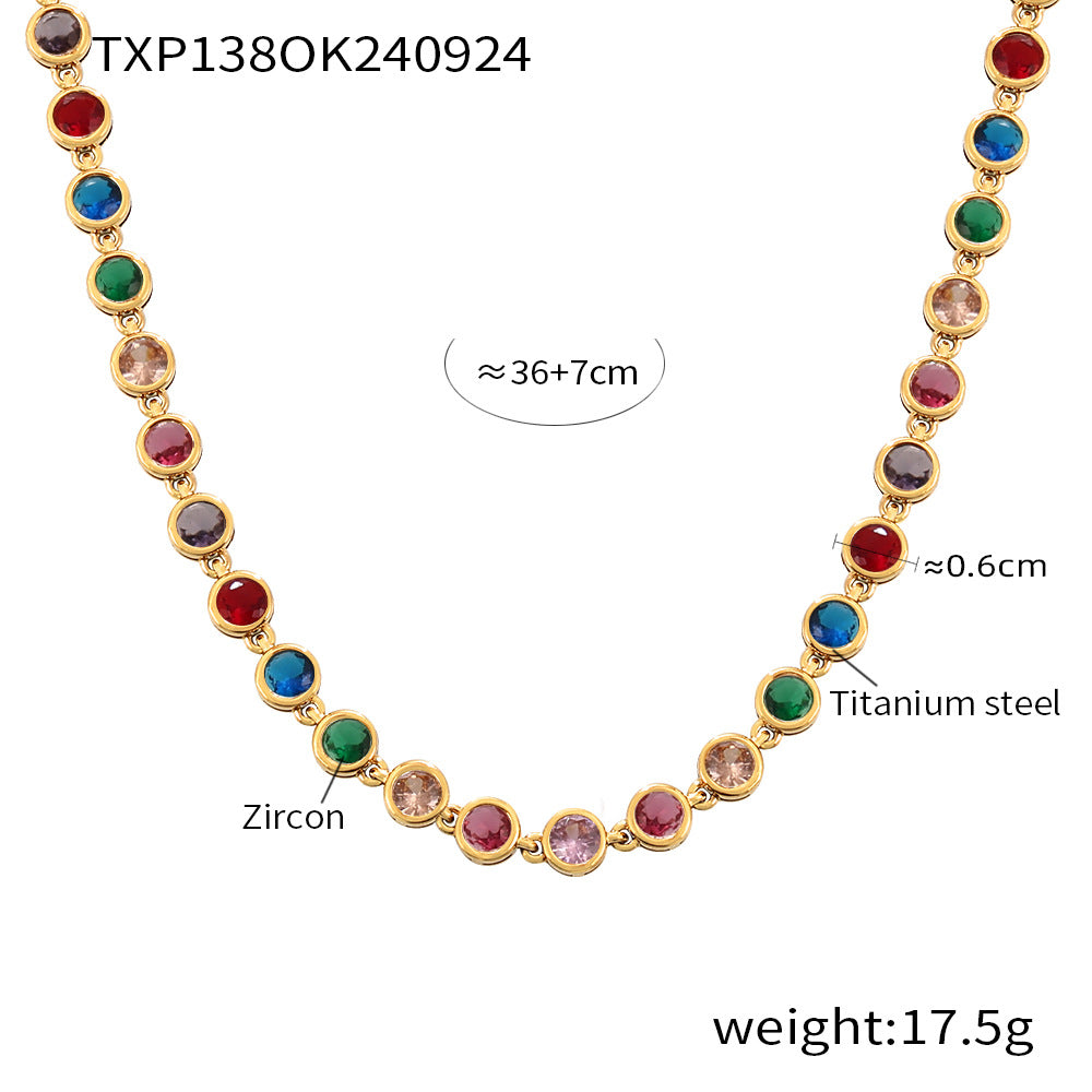 INS Internet Celebrity Bohemian Zircon Bracelet Simple Advanced Dopamine Necklace Advanced Temperament Jewelry suit