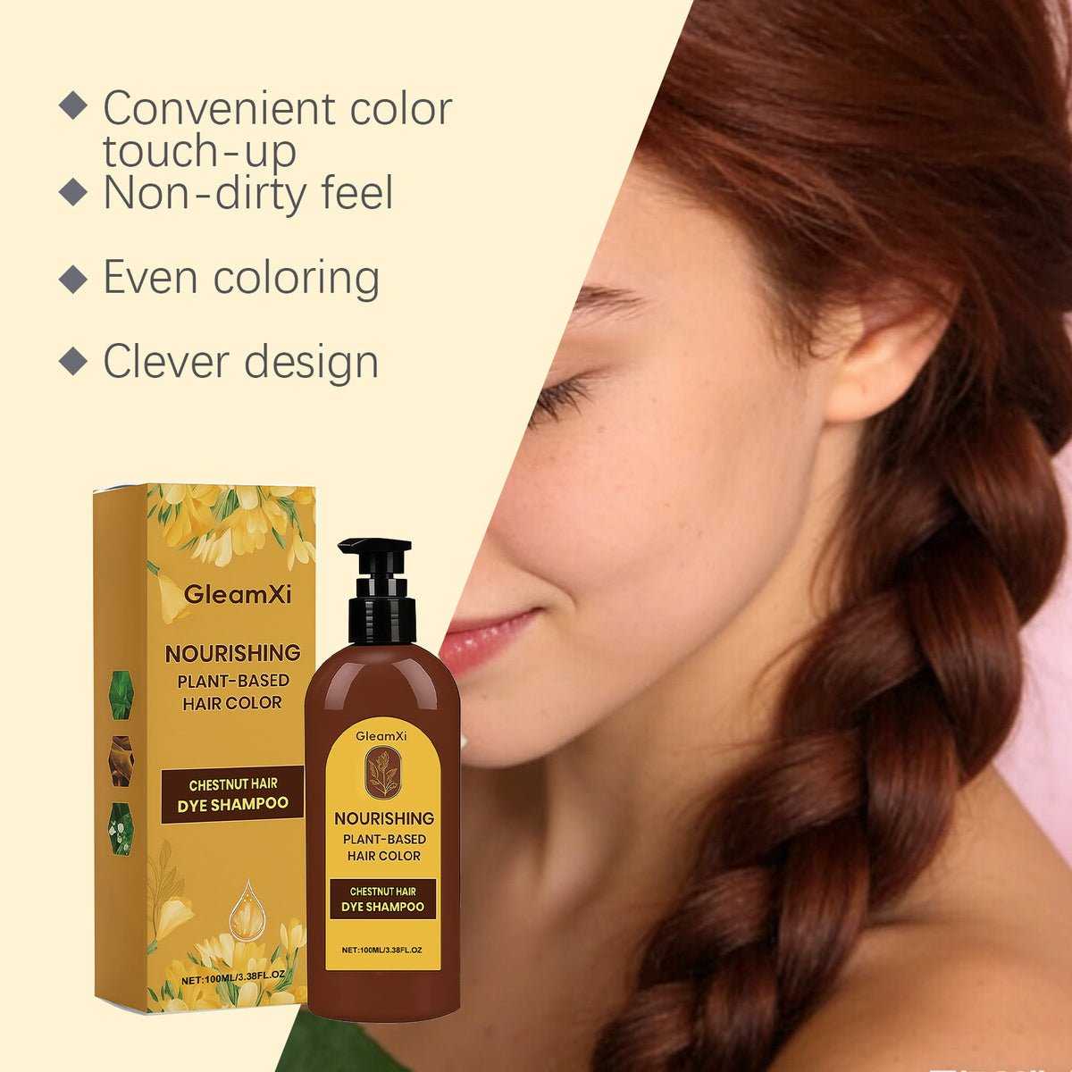 Hair Dye Shampoo Natural Black Chestnut Color Even Coloring Repair Gray White Hair Smoothing Nourishing Instant Coloring Shampoo