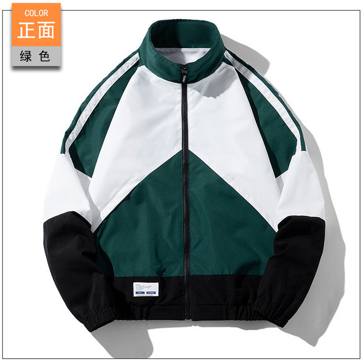 Spring and Autumn New Men's Tops Sports Casual Loose Tops Teenagers Color Matching Top Daily Versatile Tops