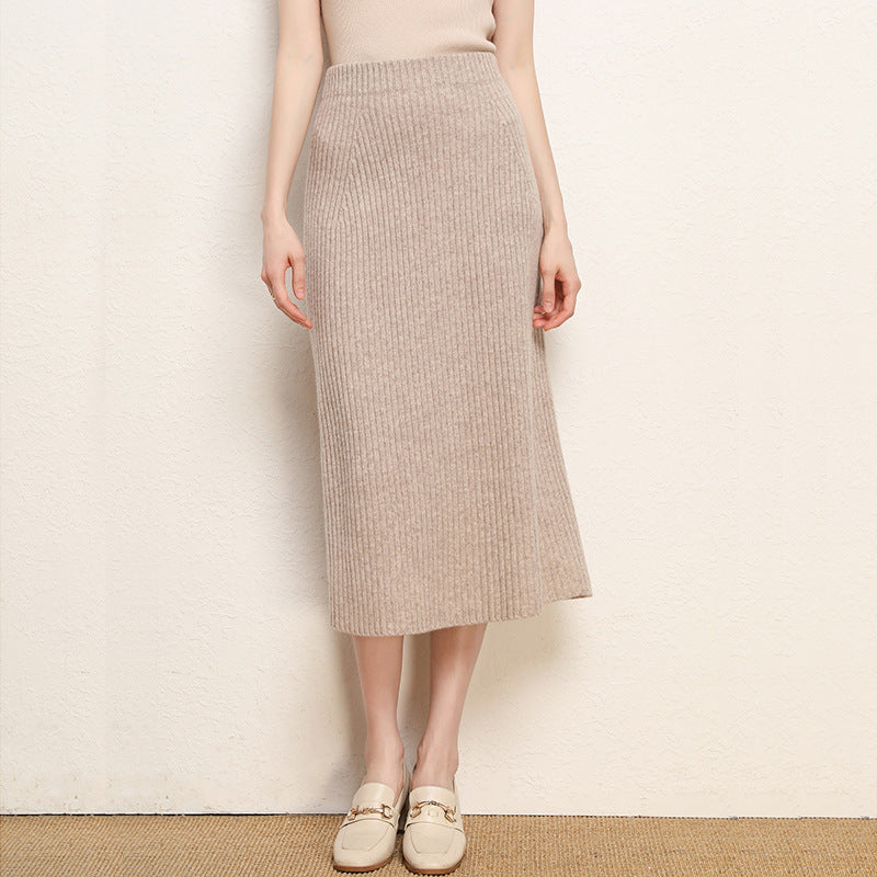 Skirt women's slimming mid-length plus size woolen skirt split hip skirt one-step skirt high waist long skirt 75cm