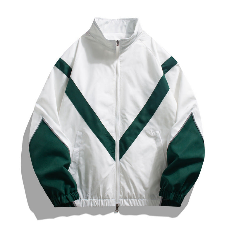 Russian Foreign Trade Trendy Brand Reflective Patchwork Stand-Up Collar Jacket Spring and Autumn Loose Sports Casual Jacket for Men