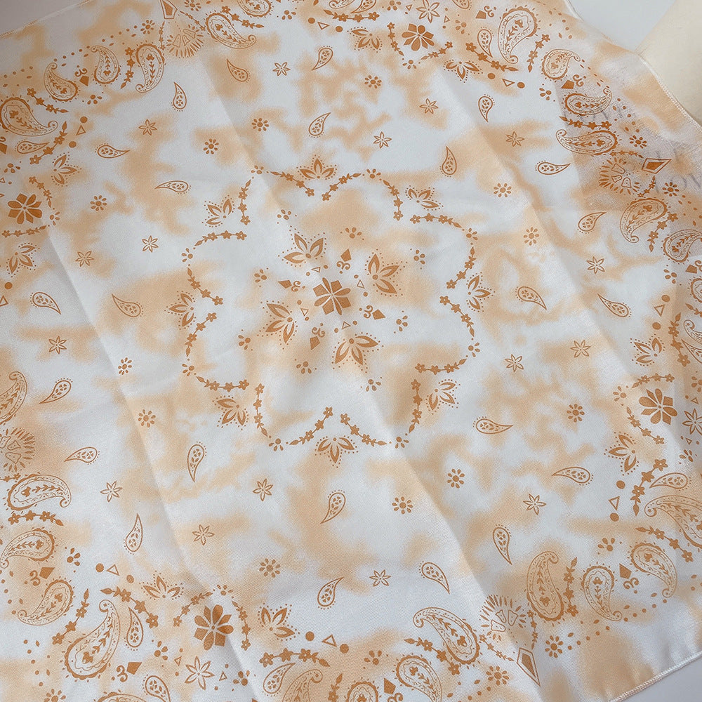Upgraded Japanese cotton and linen square scarf 58x58 breathable all-match pastoral style floral photo matching scarf headscarf for women