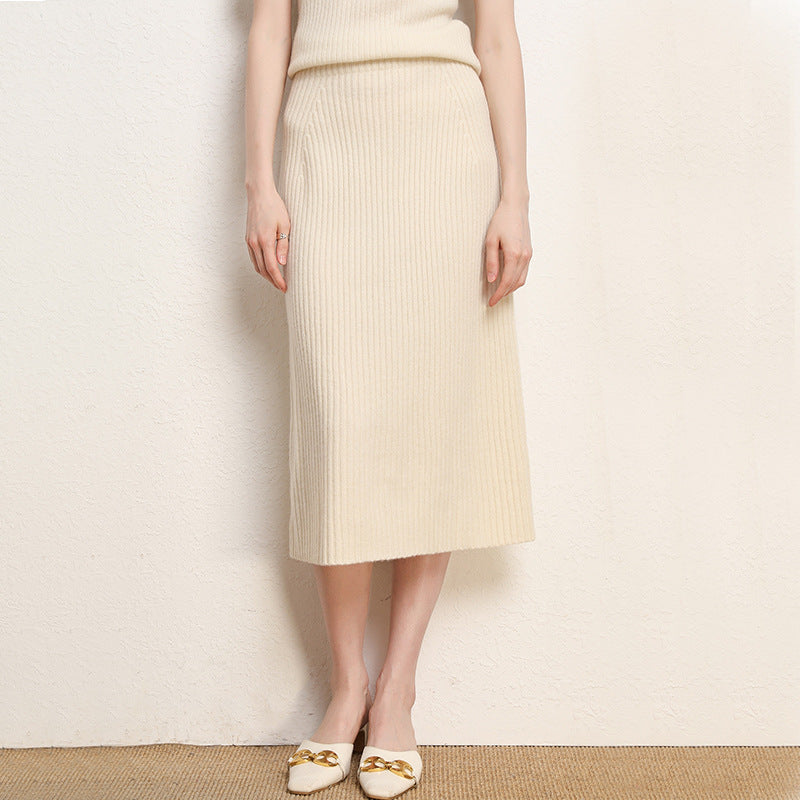 Skirt women's slimming mid-length plus size woolen skirt split hip skirt one-step skirt high waist long skirt 75cm