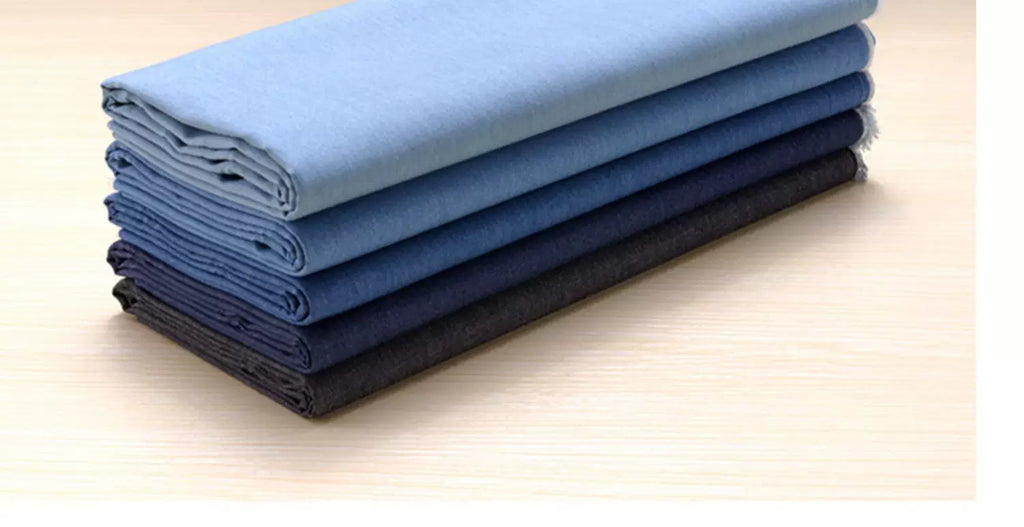 Washed Denim Jeans Fabric Cotton By The Meter for Needlework Dress Skirt Shirt Jacket Pants Diy Sewing Wearable Soft Cloth Blue