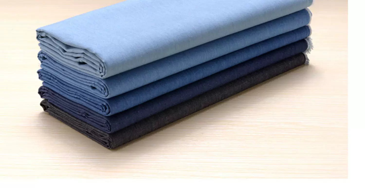 Washed Denim Jeans Fabric Cotton By The Meter for Needlework Dress Skirt Shirt Jacket Pants Diy Sewing Wearable Soft Cloth Blue