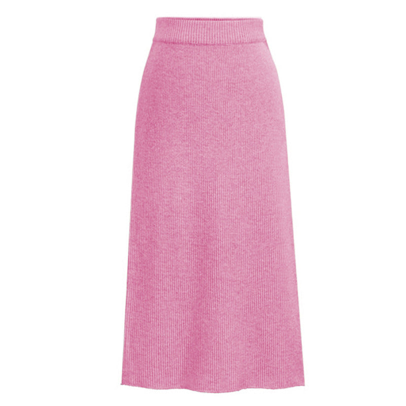 Skirt women's slimming mid-length plus size woolen skirt split hip skirt one-step skirt high waist long skirt 75cm