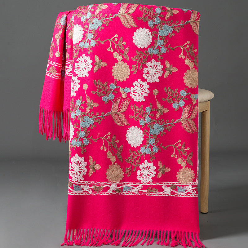 India Nepal ethnic style red women autumn and winter fashion mother long shawl embroidered warm shawl outside