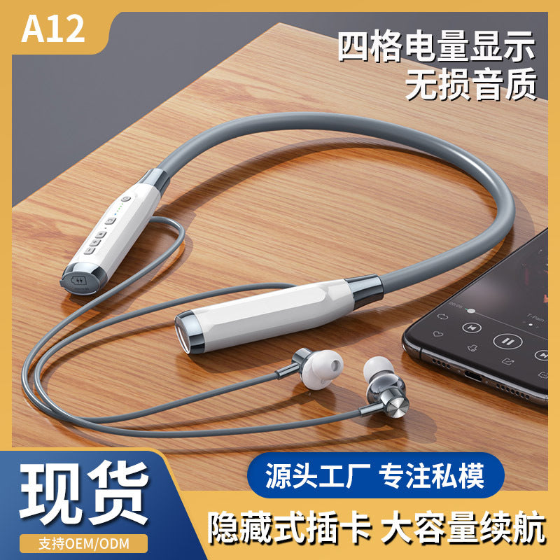 [Factory in stock] Wireless Neck-Hanging Bluetooth Headset with Large Power and Long Endurance Noise Reduction Wireless Sports Insertable Card
