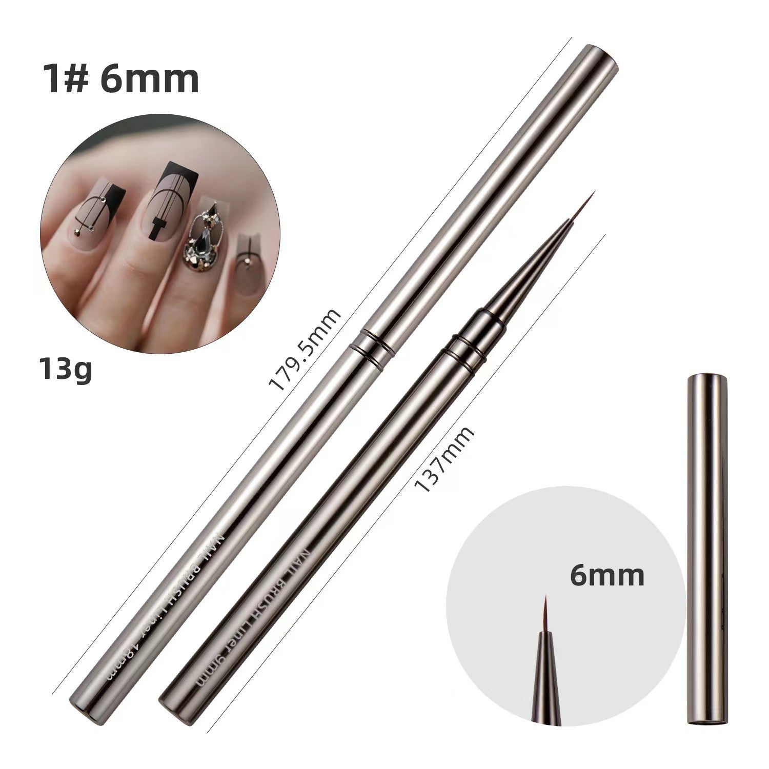 Nails Art Liner Brushes UV Gel Brush 6/9/12/15/18mm Nail Design Pen Elongated Lines Striping Painting Professional Manicure Tool