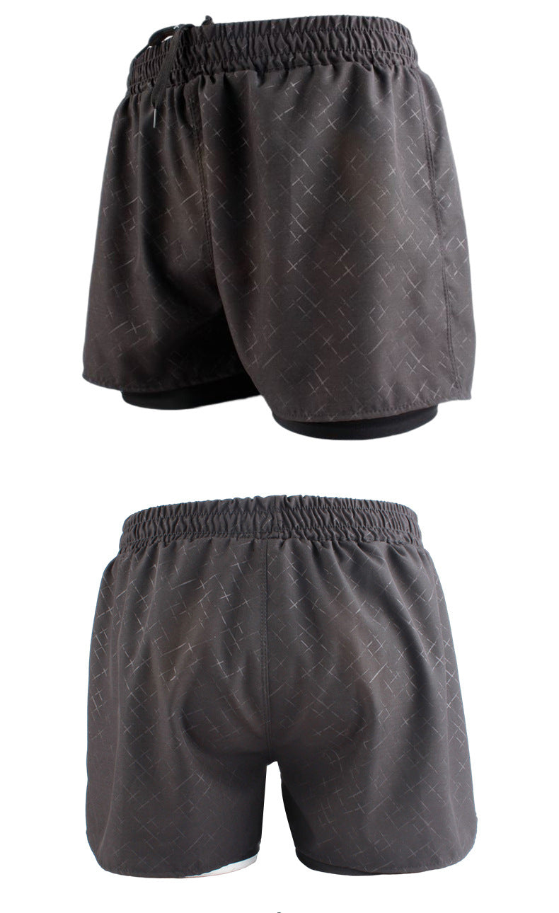 Men's Sports Shorts Summer Explosions Double-layer Quick-drying Swimming Trunks Anti-embarrassment Swimming Trunks Running Fitness Training Shorts