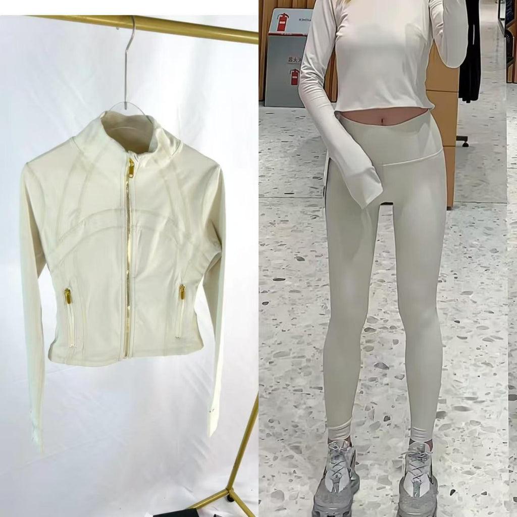 New Gold Label Stand-Up Collar Short Jacket Suit Sports Yoga Wear Slimming Sports Jacket Women's Lulu Swai