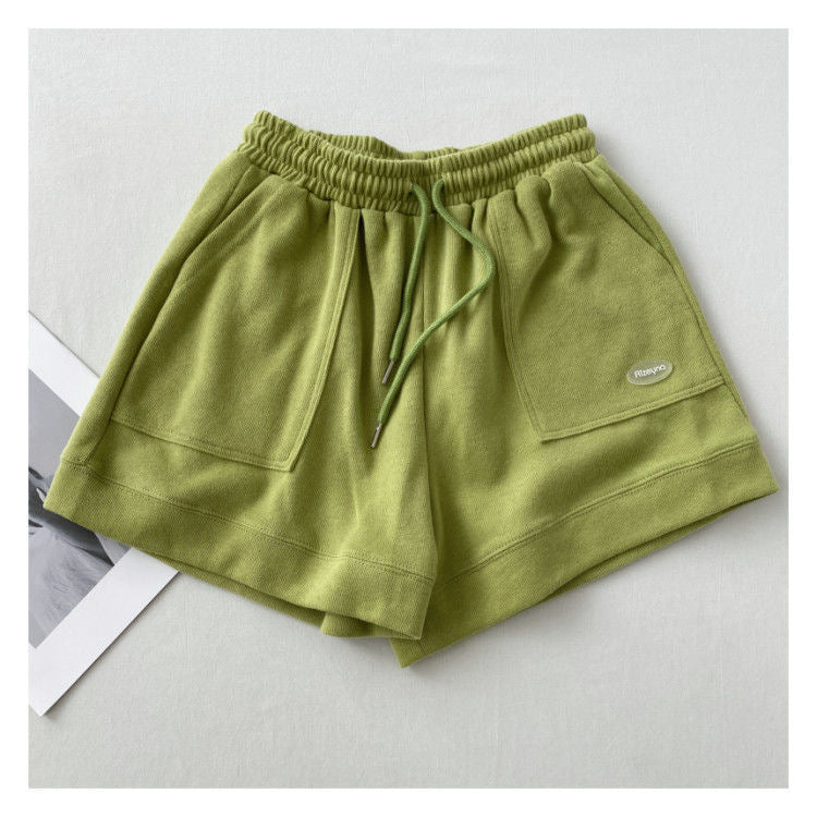 Women's Korean version of loose wide-leg drawstring A-line pants with a slim waist slim fit casual home versatile sports shorts