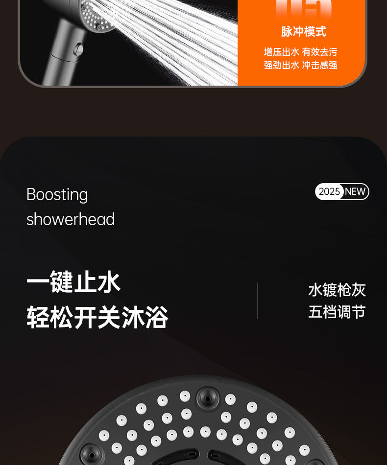 High Pressurized Filter Shower Head 5-mode Adjustable Spa Showerhead One Button Stop Water Saving Shower Bathroom Accessories