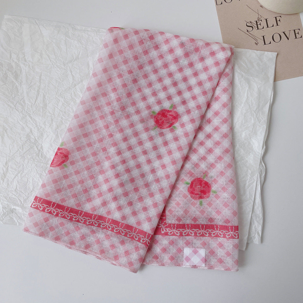 Upgraded Japanese cotton and linen square scarf 58x58 breathable all-match pastoral style floral photo matching scarf headscarf for women