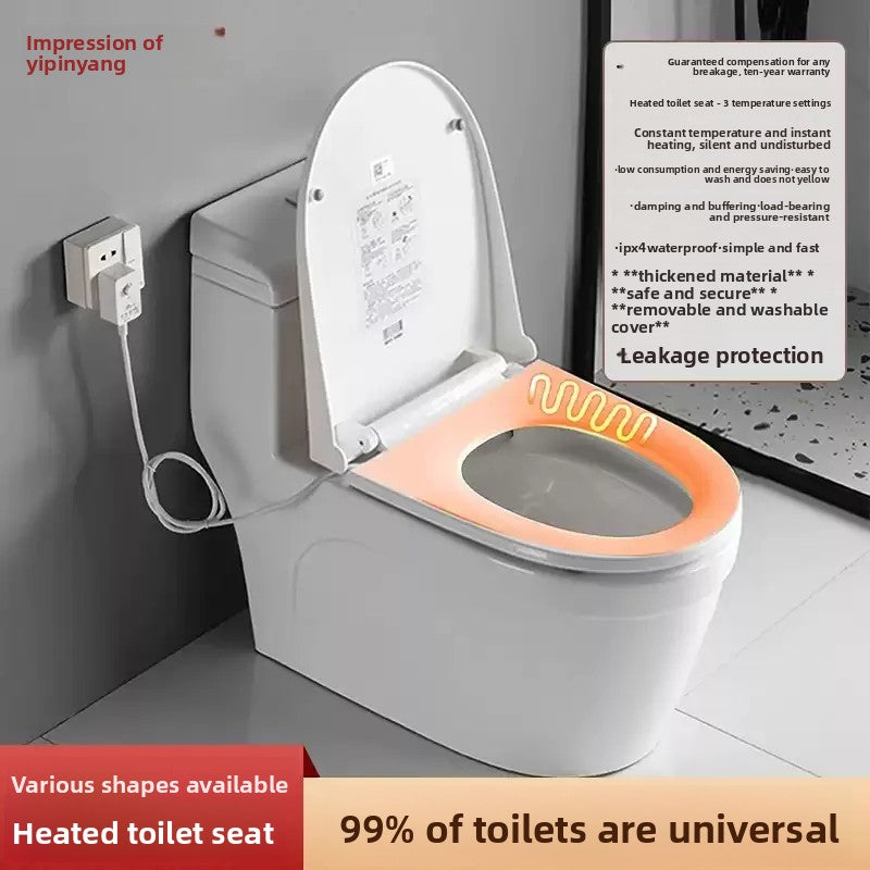 Heated Toilet Seat 4-Level Adjustable Temperature Leakproof Toilet Lid Waterproof U/V Seat Cushion Antibacterial