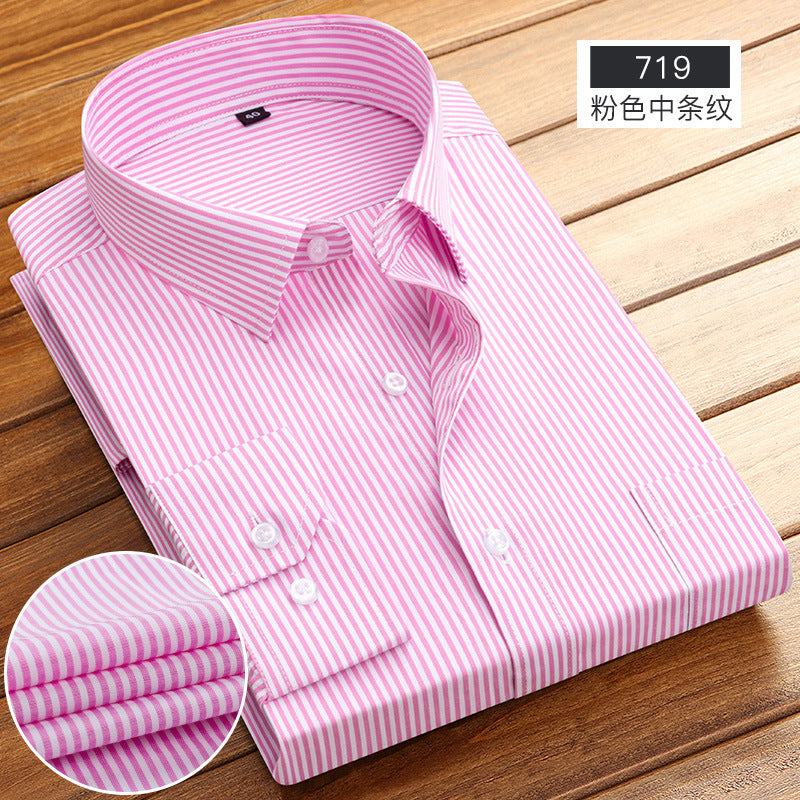 Spring and Summer New Striped Long-Sleeved Shirts for Men, Business Casual Workwear, Breathable Shirts, Cross-Border European and American Bestsellers on Amazon