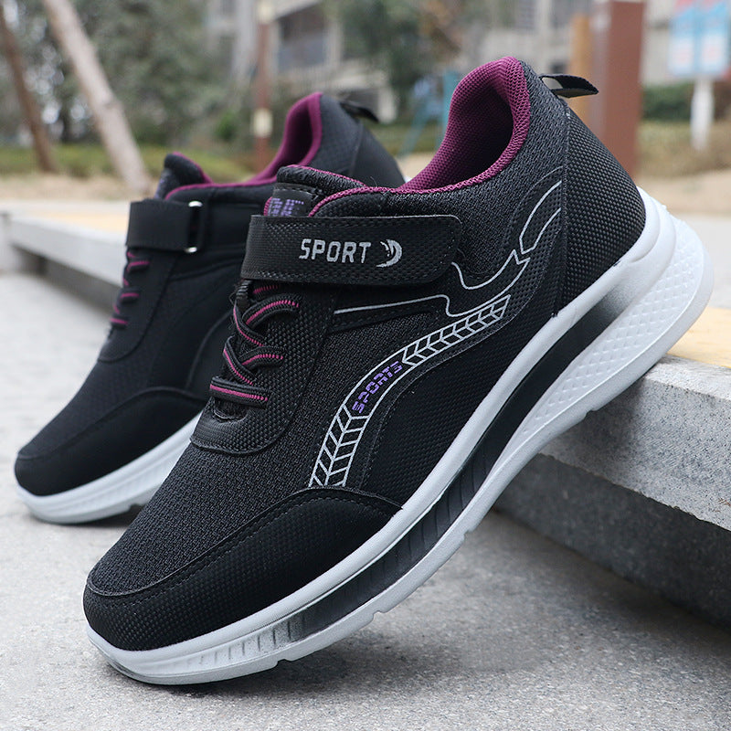 Spring and autumn middle-aged and elderly walking shoes single-layer shoes couple's breathable sneaker men's old shoes mesh mom and dad shoes
