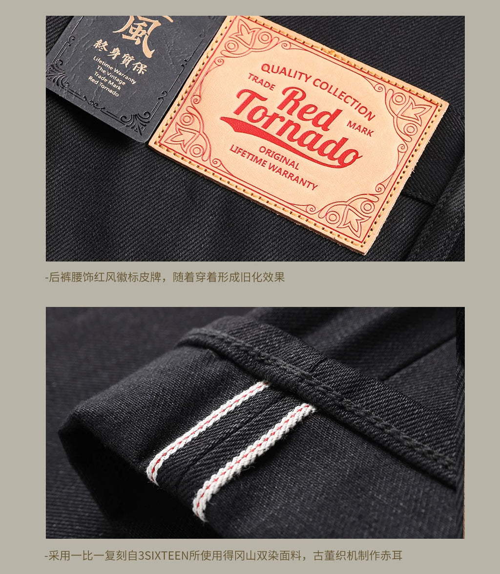 DN-0002 Vintage 14 Oz Indigo Selvage Stylish Trousers Mens Casual Chino Raw Denim Jean Pants Size 28-42