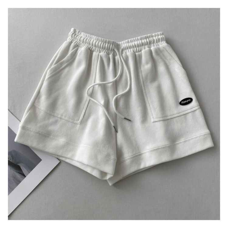 Women's Korean version of loose wide-leg drawstring A-line pants with a slim waist slim fit casual home versatile sports shorts