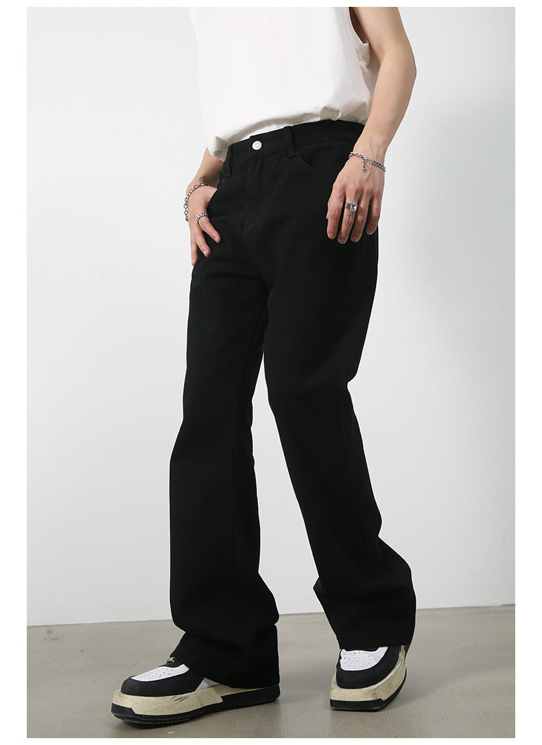 Men High Street Hip Hop Casual Small Flare Denim Jeans Pant Male Japan Korea Style Streetwear Vintage Denim Trousers Pant