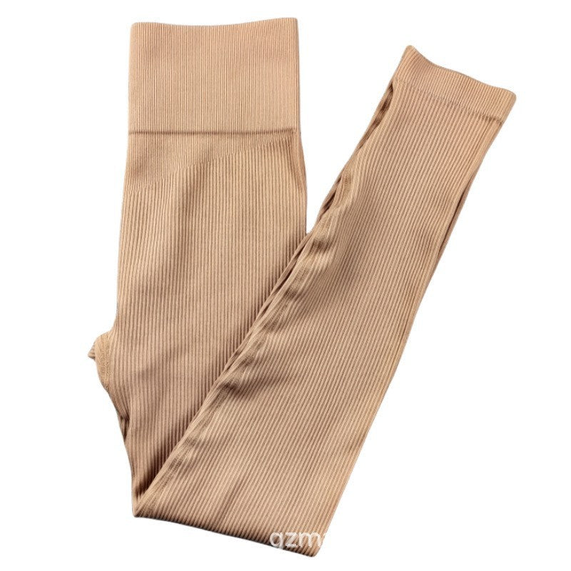 Foreign Trade New Leggings Outer Wear Spring and Summer Women's Solid Color Elastic Tight Sports Pants Yoga Fitness Threaded Pants