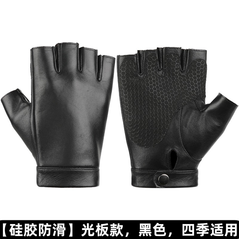 Motorcycle Sheepskin Half-Finger Gloves Men's Summer Thin Driving and Cycling Motorcycle Outdoor Riding Fitness Tactical Fingerless