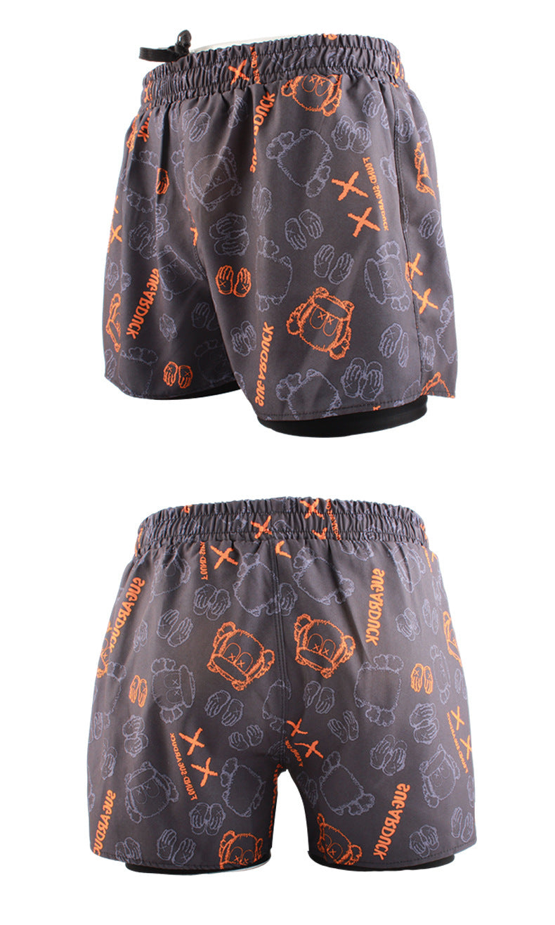 Men's Sports Shorts Summer Explosions Double-layer Quick-drying Swimming Trunks Anti-embarrassment Swimming Trunks Running Fitness Training Shorts