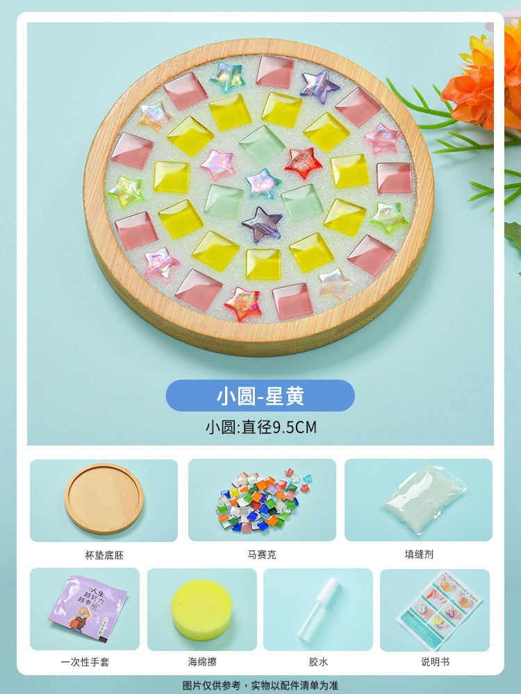 net red diy mosaic coaster warm field bamboo creative manual research independent material package warm field group building parent-child