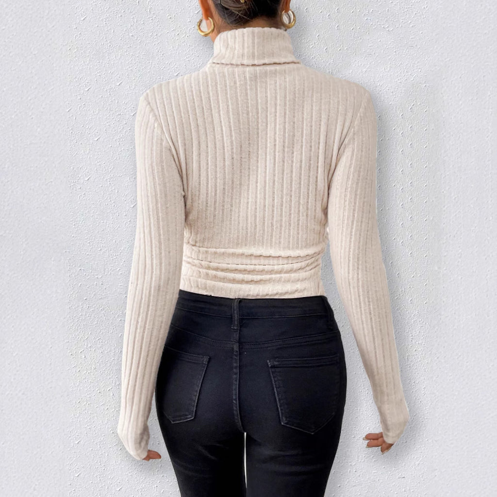 Gtpdpllt Women Fall Winter Ribbed Knit Bodysuit Turtleneck Long Sleeve Slim Fitted Stretchy Bodysuits Tops Casual Basic Rompers