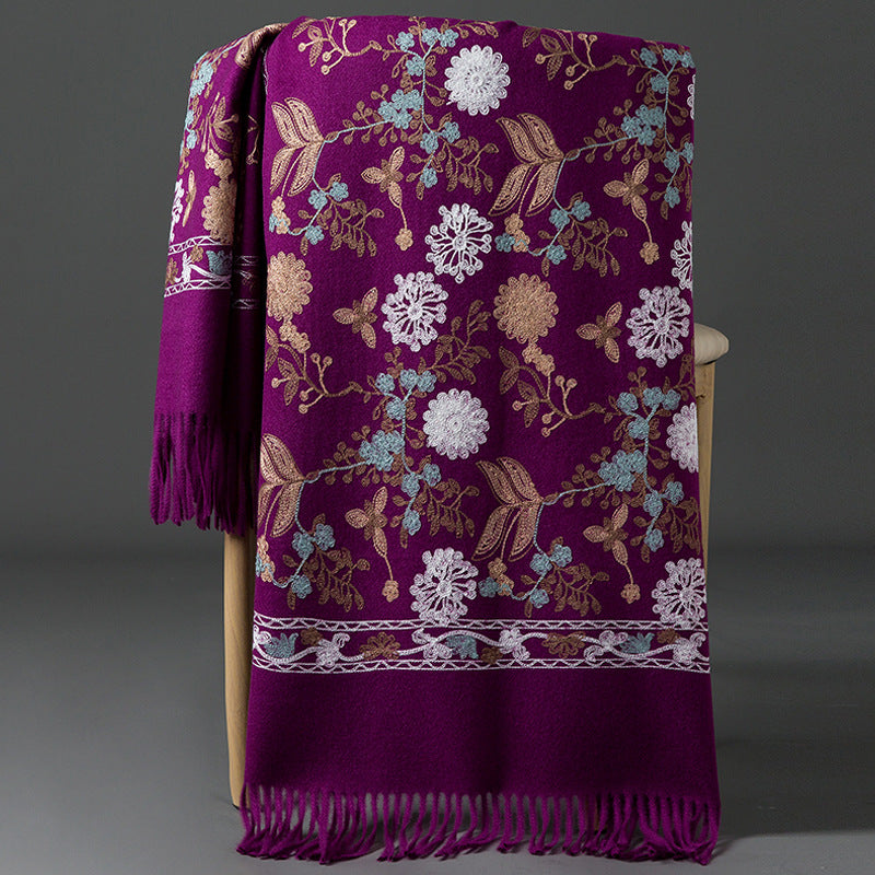 India Nepal ethnic style red women autumn and winter fashion mother long shawl embroidered warm shawl outside