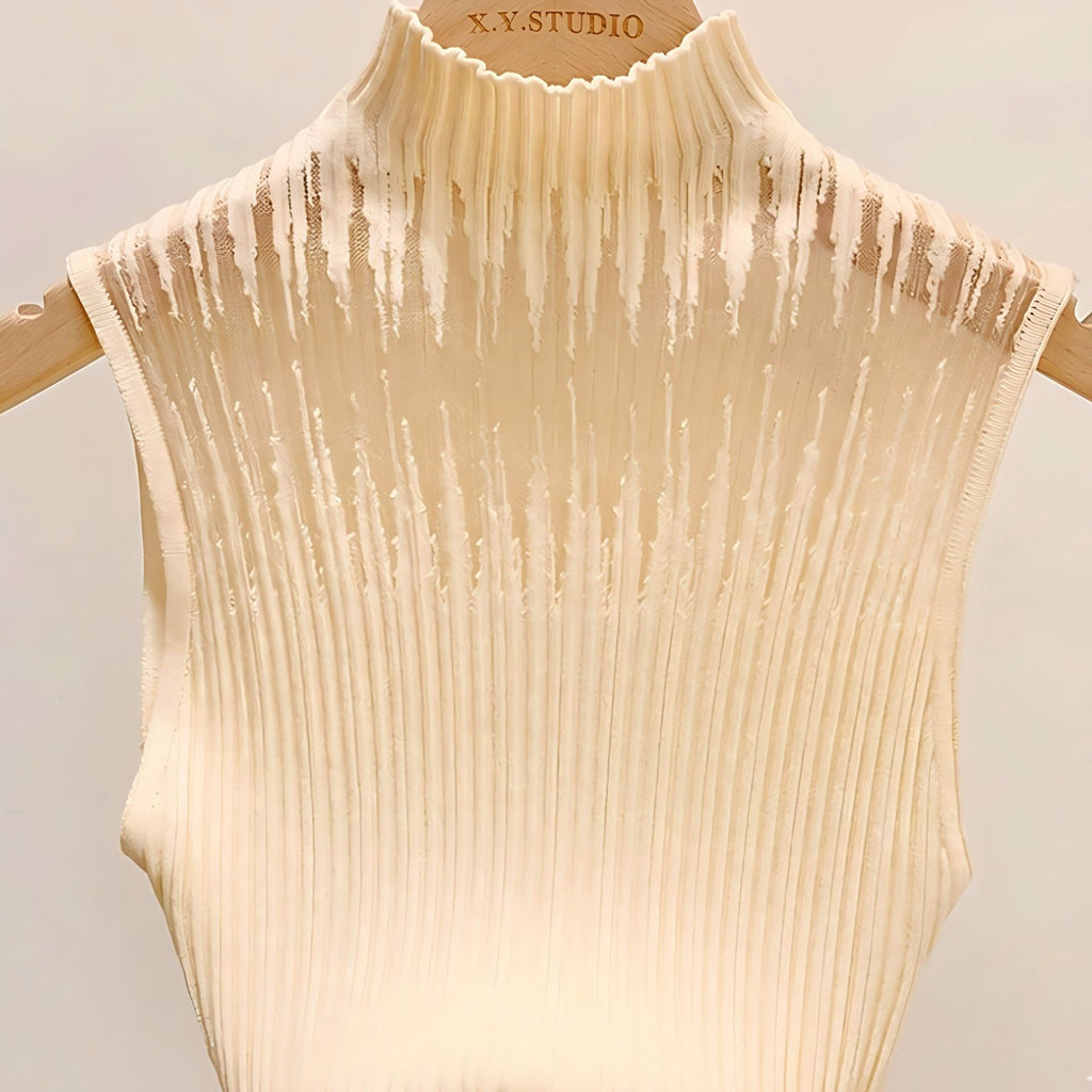 New Style Sleeveless Knit Top for Women, Summer Thin Style with a High-End Feel, Elegant Collar, Vacation Casual Top, Direct Cross-Border Supply