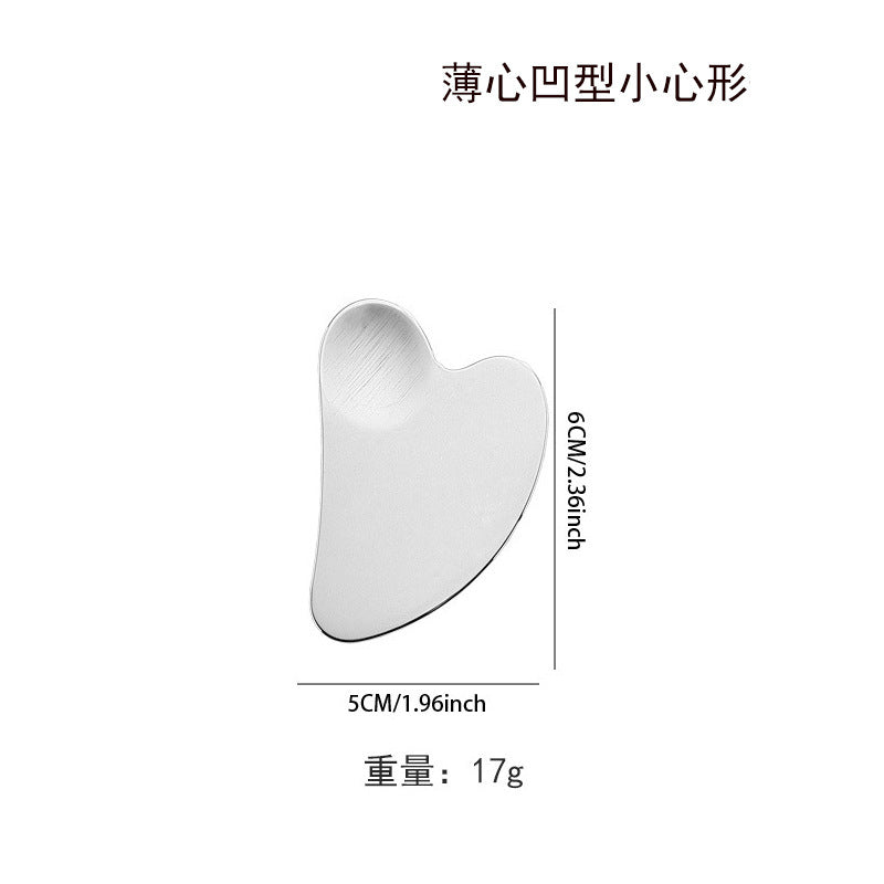 Factory direct stainless steel large heart-shaped scraping plate hand face scraping metal massage beauty tools wholesale